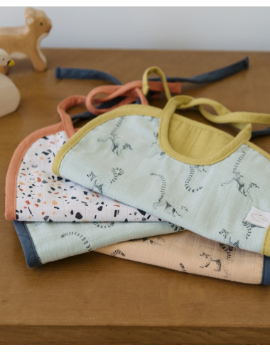 Baby Bib Lemur Celadon and Curry and others