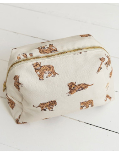 Tiger Toiletry Bag in cotton muslin