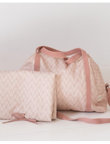 Matelas à langer rose de voyage et sac à langer