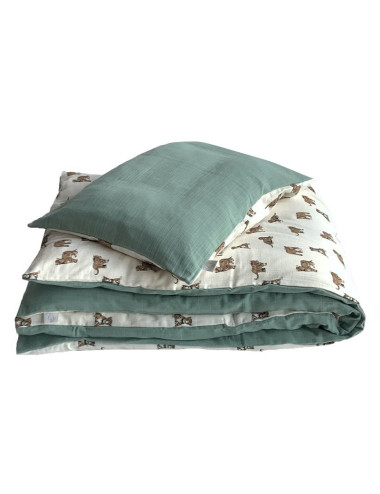Reversible bed linen set tiger or sage