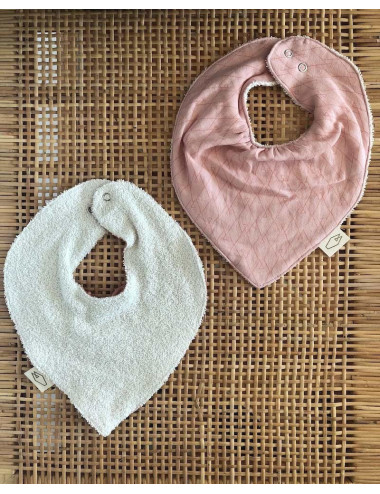 Lot de 2 Bavoirs Bandana pour fille
