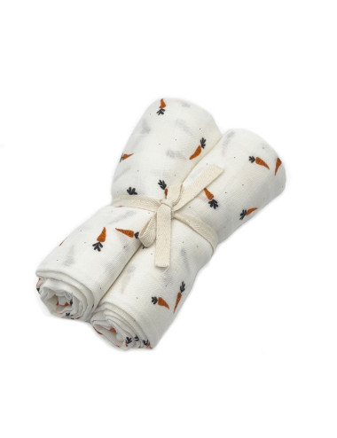 Set of 2 Swaddles Carrot -...