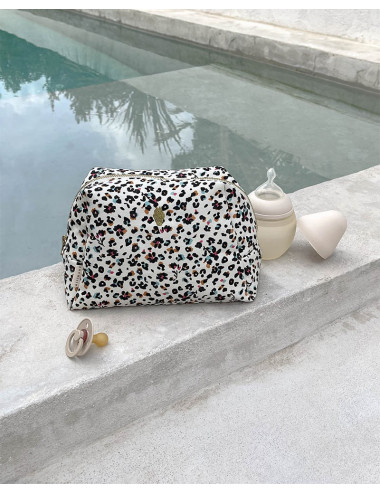 Leopard toiletry bag  - Jade
