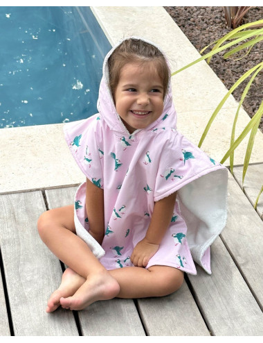 poncho de bain rose enfant