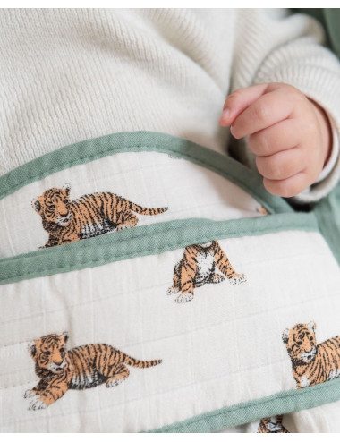 Couverture nomade tigre sauge