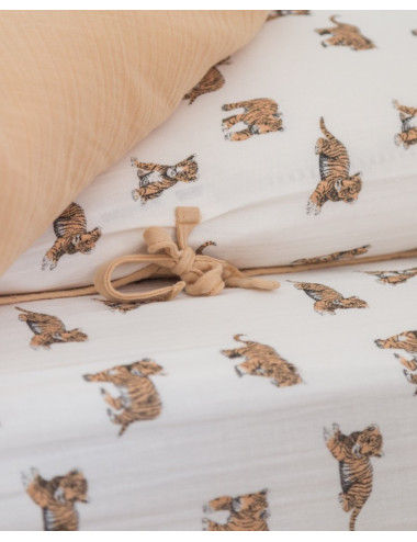 Drap housse tigre mousseline de coton